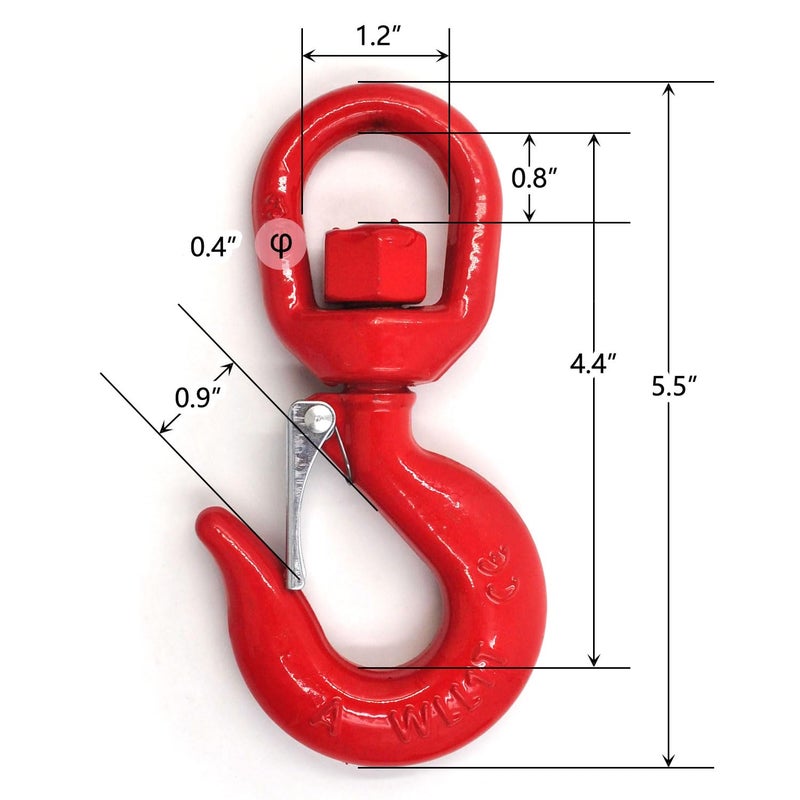 FlixGrdy (2 Pack) 1 Tons Lifting Swivel Hook with Safety Latch 3/4'' and 2200 lbs Load Capacity, Heavy Duty Swivel Lifting Hook for Lifting - Image 2